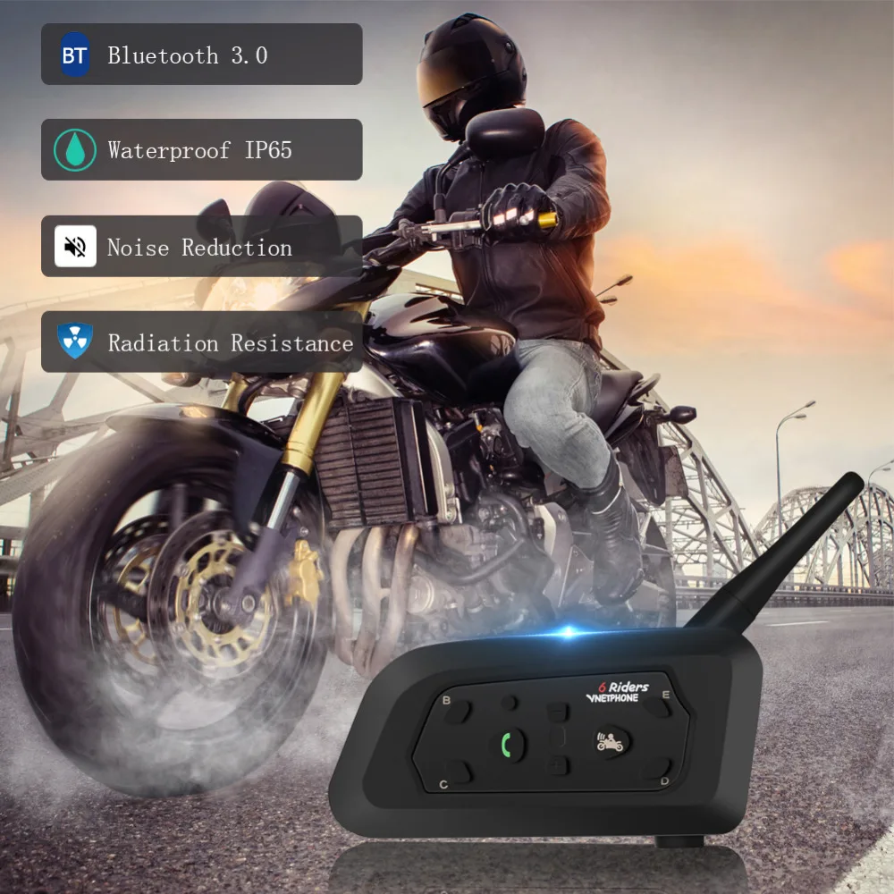 V6 1200 м Мотоциклетный Bluetooth шлем гарнитура интерком для 2 гонщиков водонепроницаемый беспроводной переговорный шлем гарнитура