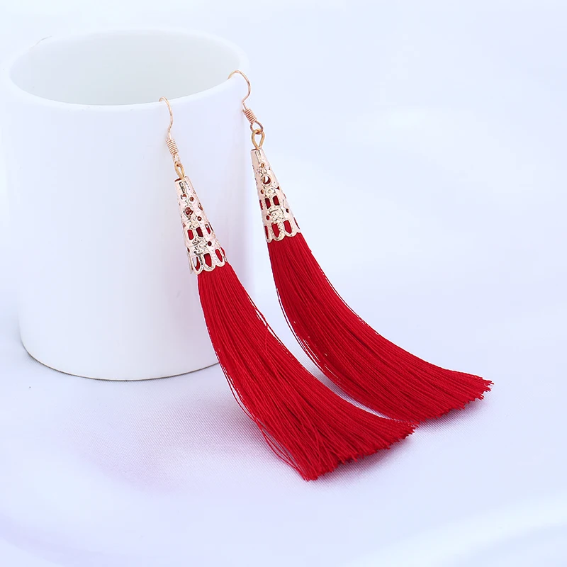 Fashion Long Tassel Earrings Women Bohemian Jewelry Hollow Geometric Pendant | Украшения и аксессуары