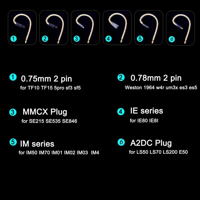 Кабель для наушников FENGRU DIY jdly Gold JC04P 5N OFC 4 Share 252 ядер Shure SE215 IE80 KZ ZST ZSN Pro ZS10