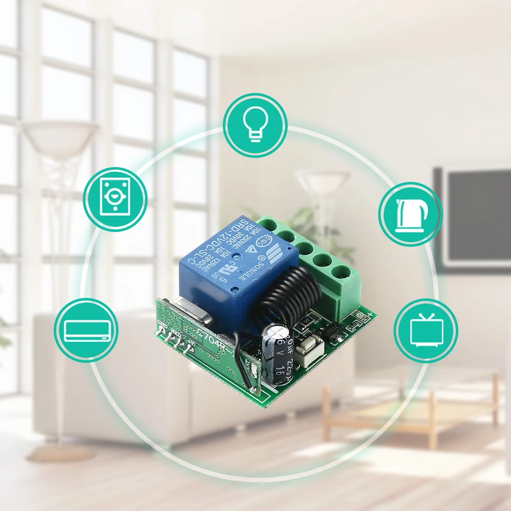 433 МГц Универсальный беспроводной пульт дистанционного управления DC 12 В 1CH