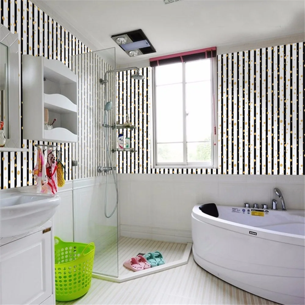 Yanqiao Stone 3D Stripe with Gold Balls Wall Sticker Wallpaper Peel and Stick Backsplash Easy To Install 1Pcs/set | Дом и сад