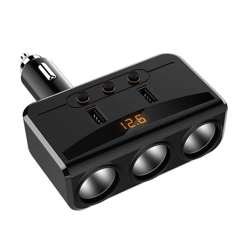 

Yantu Universal Car USB Cigarette Lighter Socket Splitter 12V-24V Power Adapter Max 5V 3.1A 3 USB Car Charger with Voltmeter LCD