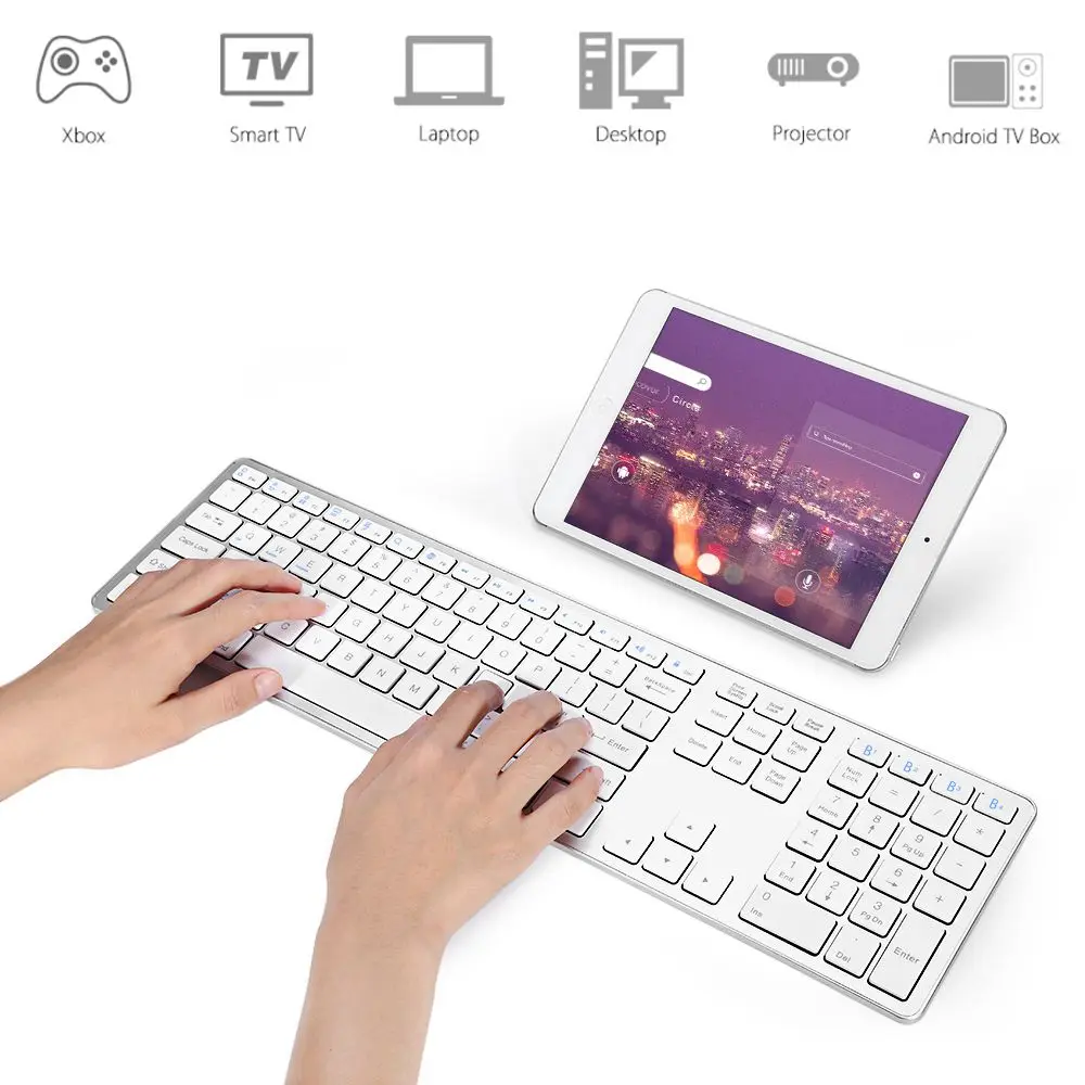 BK418 Беспроводная Bluetooth клавиатура ультра тонкий дизайн 104 клавиш для iOS Android