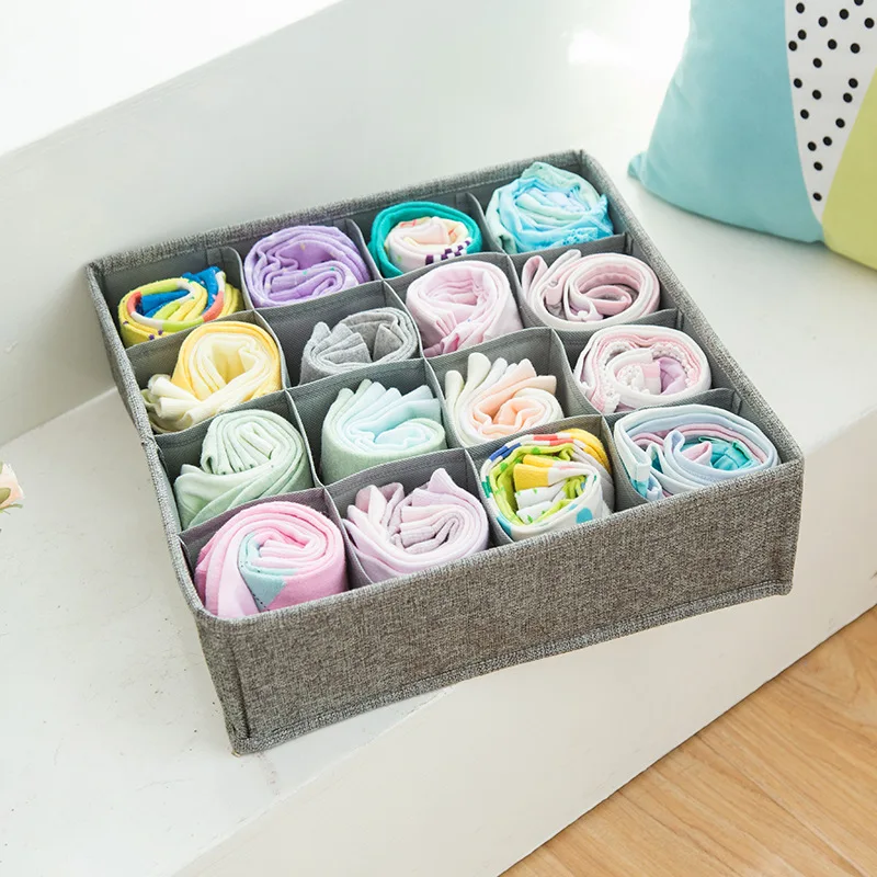 Newly Breathable Cotton Linen Drawer Organizer Quality 8 16 Cells Underwear Organizer 1pcs Home Sundries Socks Bras Storage Box