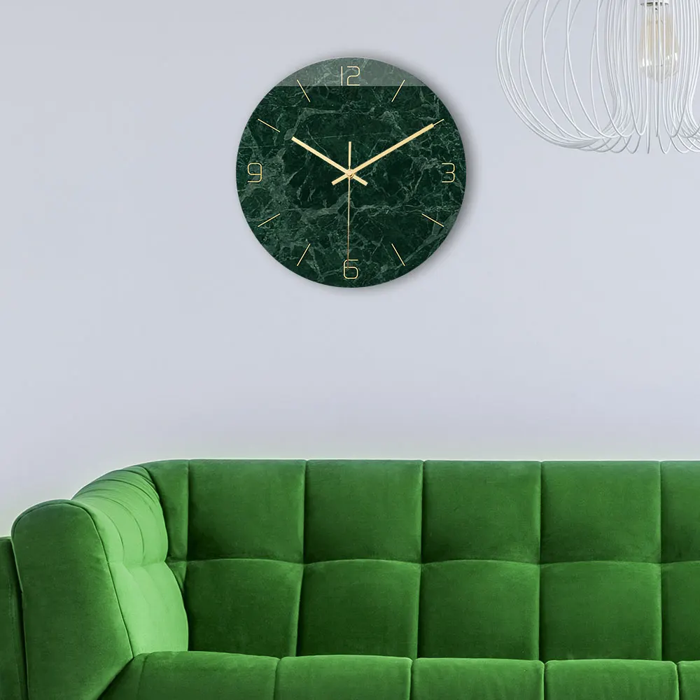 

CC001 light luxury marble wall clock acrylic material UV printing clock living room decoration