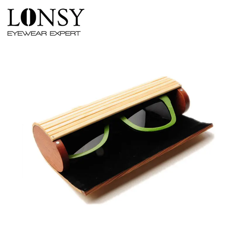 LONSY модные круглые бамбуковые очки ручной работы 100/% футляр для очков из бамбука