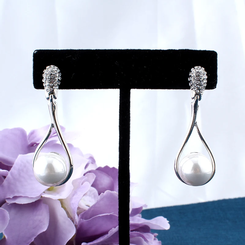 Комплект из колье и серёг с искусственным жемчугом|pearl bridal jewelry sets|earrings set for