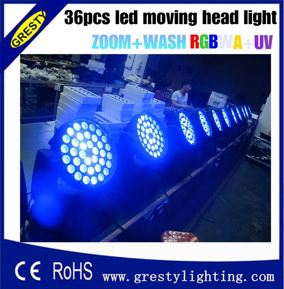 

36 шт. 18 Вт rgbwa + uv led движущийся головной свет увеличение луча