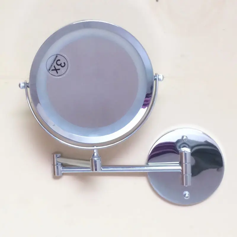 7 inch Bathroom wall hanging beauty LED cosmetic mirror folding double side bathroom 3X magnifying Cosmetology |