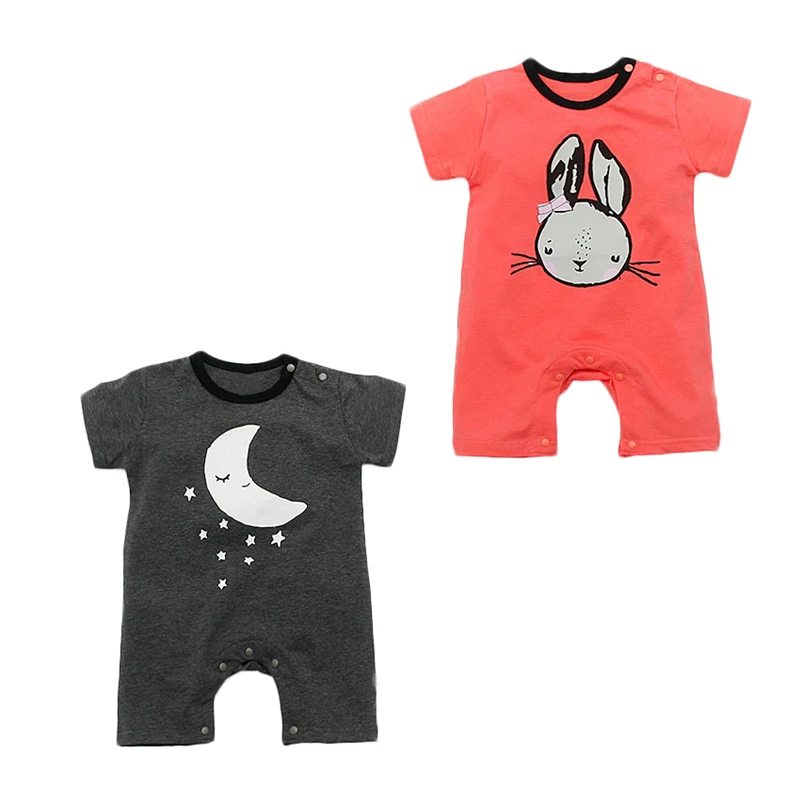 Одежда для малышей 2017 г. Летний детский комбинезон с изображением животных луны и