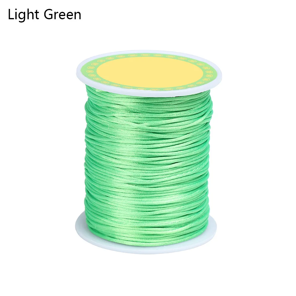light green Красочные 80 метров атласная шелковая веревка нейлоновый шнур для детских прорезывателей Аксессуары Для Прорезывания Зубов Ожерелье трещотка шнур DIY инструмент 1,5 мм - Цвет: light green