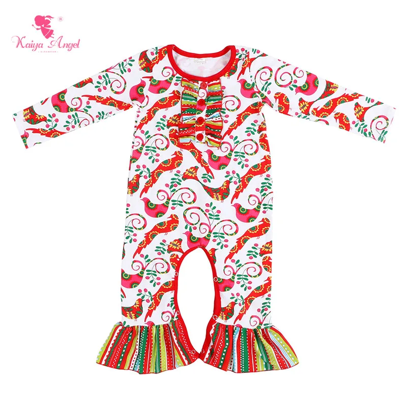 

Kaiya Angel Hot Factory wholesale Baby Rompers Newborn Fall Winter Long Sleeve Cotton Red magpie Infant Children Sets Jumpsuits
