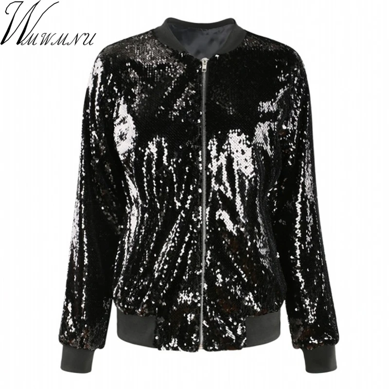 Женская бейсбольная куртка с блестками и Повседневная Туника блестками|Женские