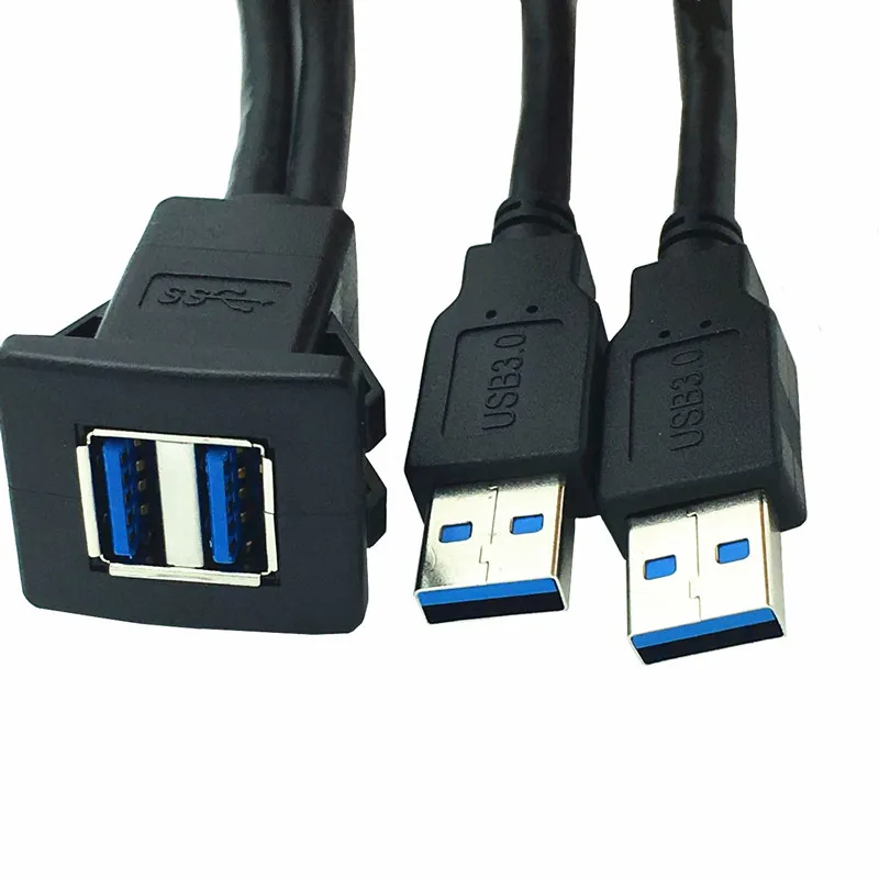 Двойной USB 3 0 A штекер-гнездо защелкивающийся удлинитель для монтажа на панели