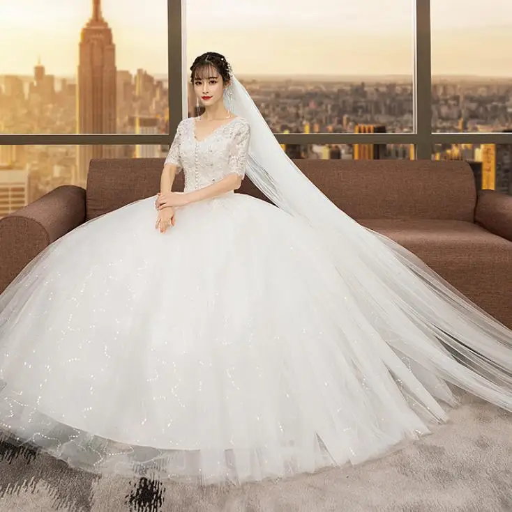 Пуговицы VAMOLASC с V-образным вырезом хрустальное бальное платье свадебные платья