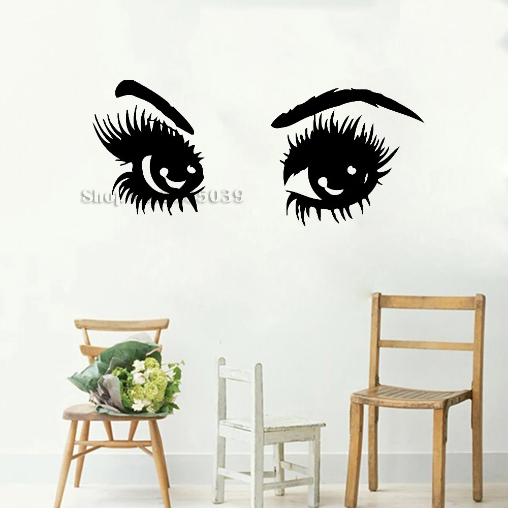 Милые девушки глаза Eyelas настенные стикеры наклейки виниловые в виде длинных