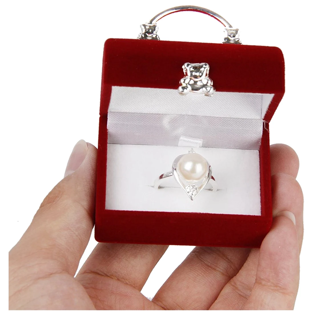 

Jewelery Box Display Case for Ring Earrings Box Organizer Red