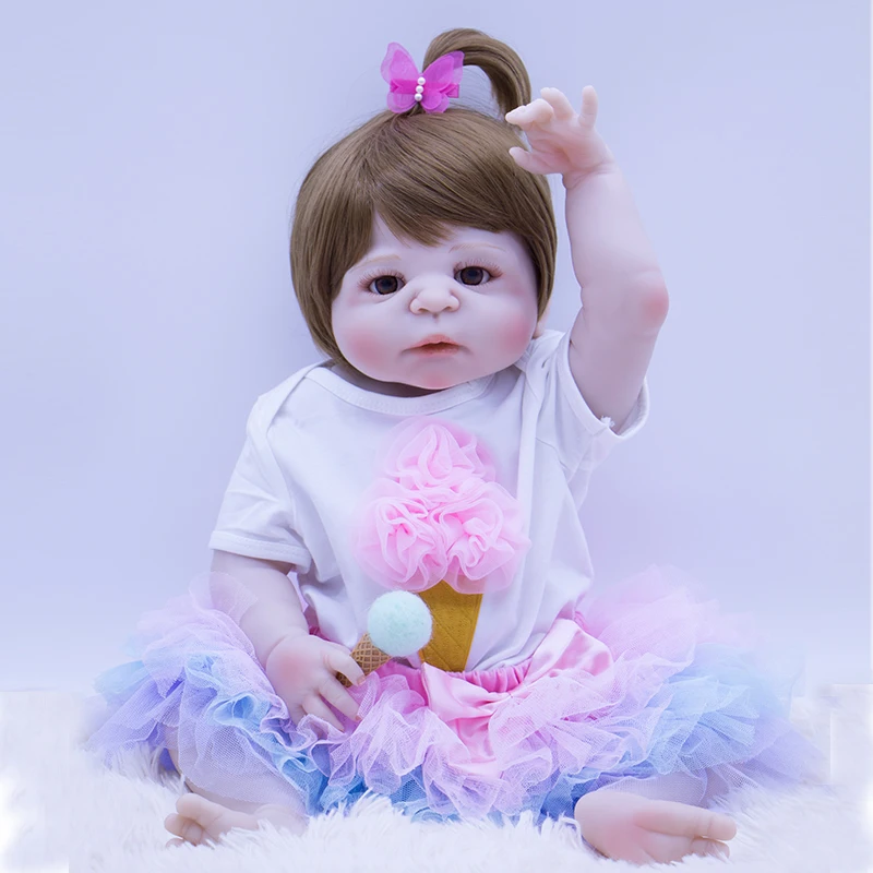 

Cute ice cream princess 56cm all Silicone Reborn Baby Doll Girl Toys Lifelike Babies Boneca Full VInyl lol bebek Menina 2018 BJD