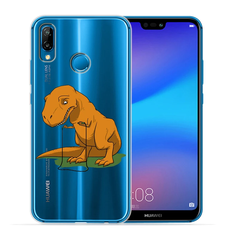 Чехол с динозавром для телефона Huawei P30 Lite Pro P20 P8Lite P9Lite 2017 P Smart мягкий прозрачный