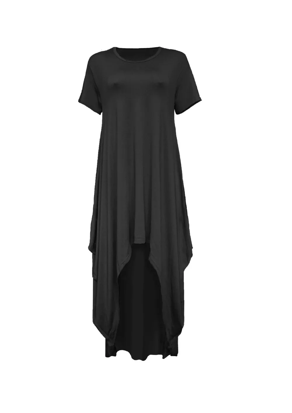 HAOOHU Sexy Long Dress Women Summer New O-Neck Short Sleeve Robe Casual Loose Solid Maxi Dress Irregular Party Club Dress