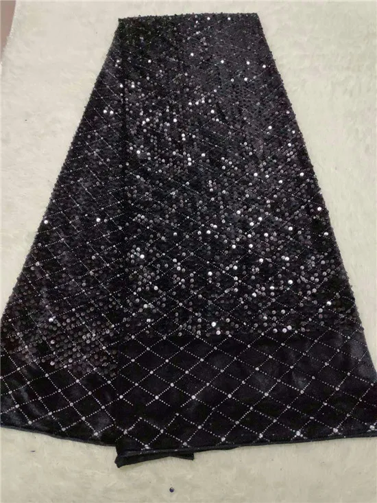 

Wholesale Price black High Quality Sequins Lace Fabric Embroidery Tulle Lace Trim Party Dress For African Lace Fabric