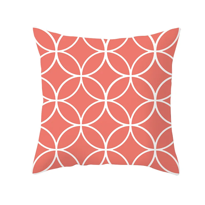 31 Lychee Coral Series Printed Pattern Pillow Cases Colorful Polyester Peachskin 45x45cm Pillow Cases For Bedroom Home Office - Color: 31