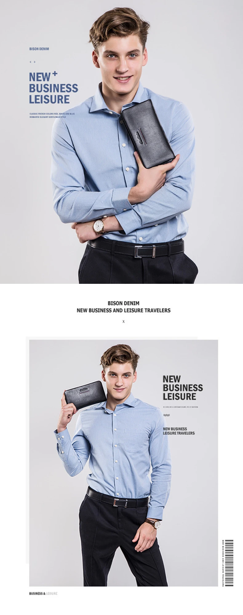 BISON DENIM мужской клатч из натуральной кожи, мужской кошелек, Длинный кошелек, брендовый воловьей кожи, держатель для карт, кошелек для монет, мужской деловой кошелек N8069