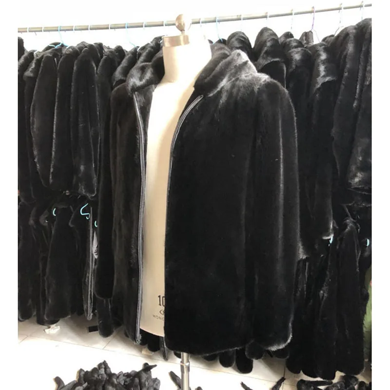New Faux Fur Coat Male Imitation Velvet Leather Mink Coats Winter Warm Hooded Men's Thicken Zipper Jackets LJ2425 | Мужская одежда