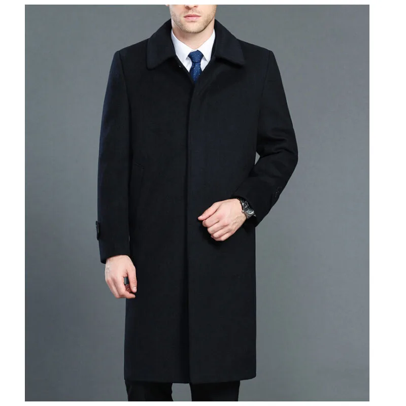 M 4XL длинное мужское кашемировое пальто деловое большое шерстяное Мужская