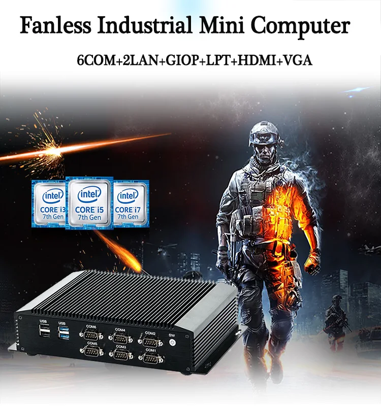 Промышленный Мини компьютер Core i5 4200U i7 4500U с 6COM rs232 rs422 rs485 HDMI VGA GPIO LPT портами для медицинской промышленности