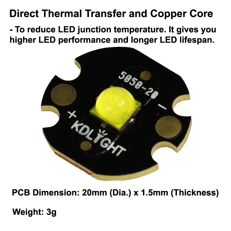 3 в Cree XHP50.2 K2 1A белый 6500K светодиодный эмиттер с 16 мм/20 мм DTP медный MCPCB|Подвесные