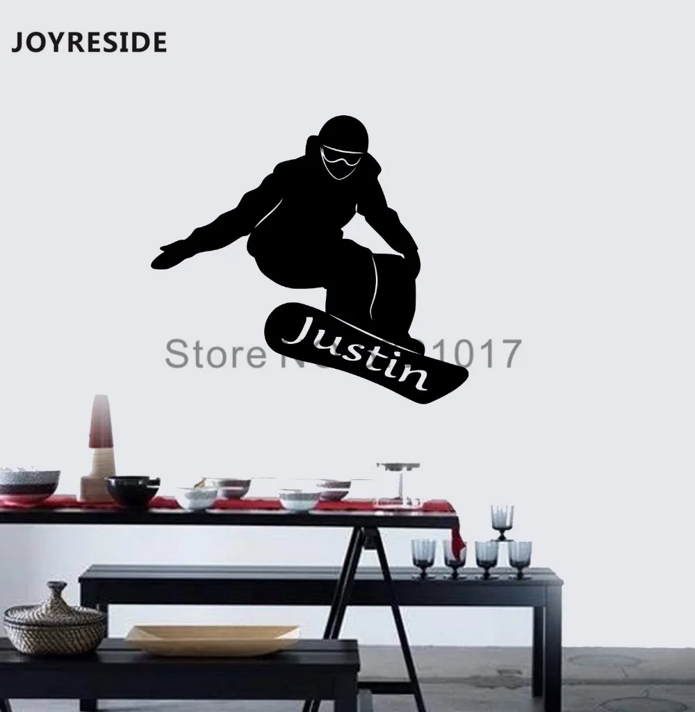 Joystay персонализированные пользовательские имя сноуборд наклейка на стену