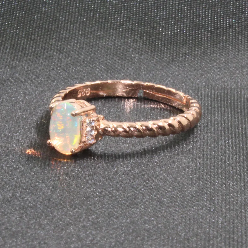 CoLife Jewelry 925 Silver Opal Ring for Engagement 5mm*7mm Natural Simple Srerling | Украшения и аксессуары