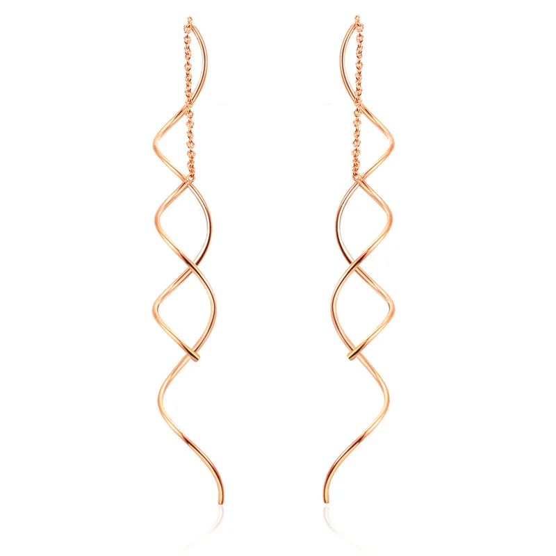 

New Arrival Women Simple wave Earrings Rose Gold Color Fashion Jewelry Brithday Friendship Gift whoesale