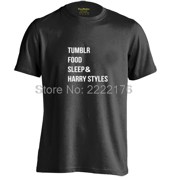 Tumblr Food Sleep Harry Styles Mens &amp Womens Cool T Shirts Fitness Tee | Мужская одежда