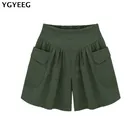 Женские летние шорты YGYEEG, Свободные повседневные брюки, черные, бежевые, темно-синие, болотно-зеленые, 2021