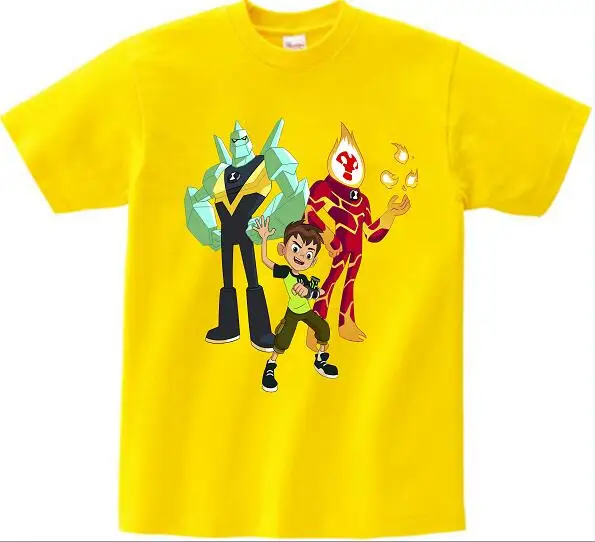 yellow childreTshirt Футболки для мальчиков Одежда для футболок с рисунком Бена 10, защитник земли футболка с короткими рукавами с героями мультфильмов футболки для мальчиков Одежда для детей, M - Цвет: yellow childreTshirt
