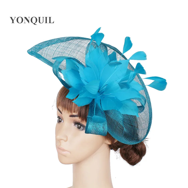 

NEW Sinamay Hat Fascinator Hair Accessories For Wedding Cocktail 21 Colors Turquoise Blue Black Gold Purple Red Grey Royal Blue