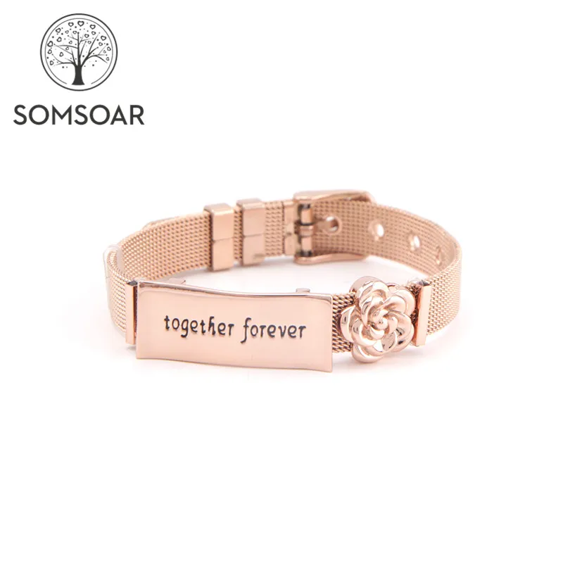 

Браслет Somsoar, браслет из нержавеющей стали, розовое золото