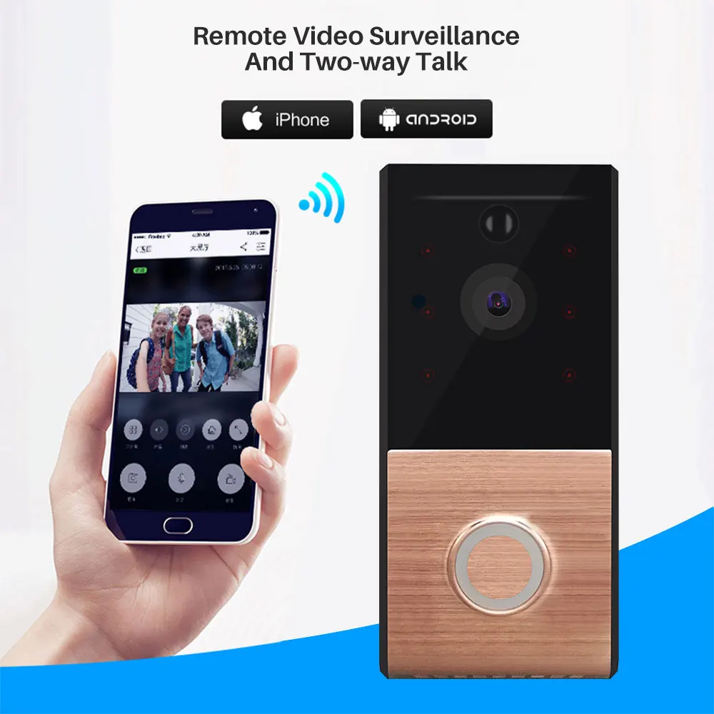 Умный домофон видео дверной звонок WiFi 720 P двухстороннее аудио водонепроницаемый