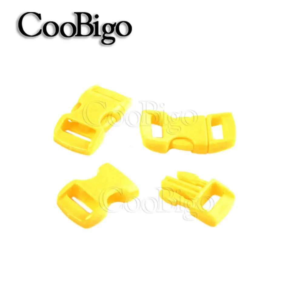 Yellow 50 шт. парашютный 550 шнур Паракорд Браслет цветной 3/" боковая пряжка изогнутый ошейник для домашних животных ремень для отдыха на природе DIY ремесло - Цвет: Yellow