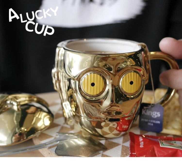 OUSSIRRRO Star Wars кружка BB8 C-3PO 3D чашка для кофейных напитков с крышкой с ложкой высокотемпературное производство керамики детский подарок