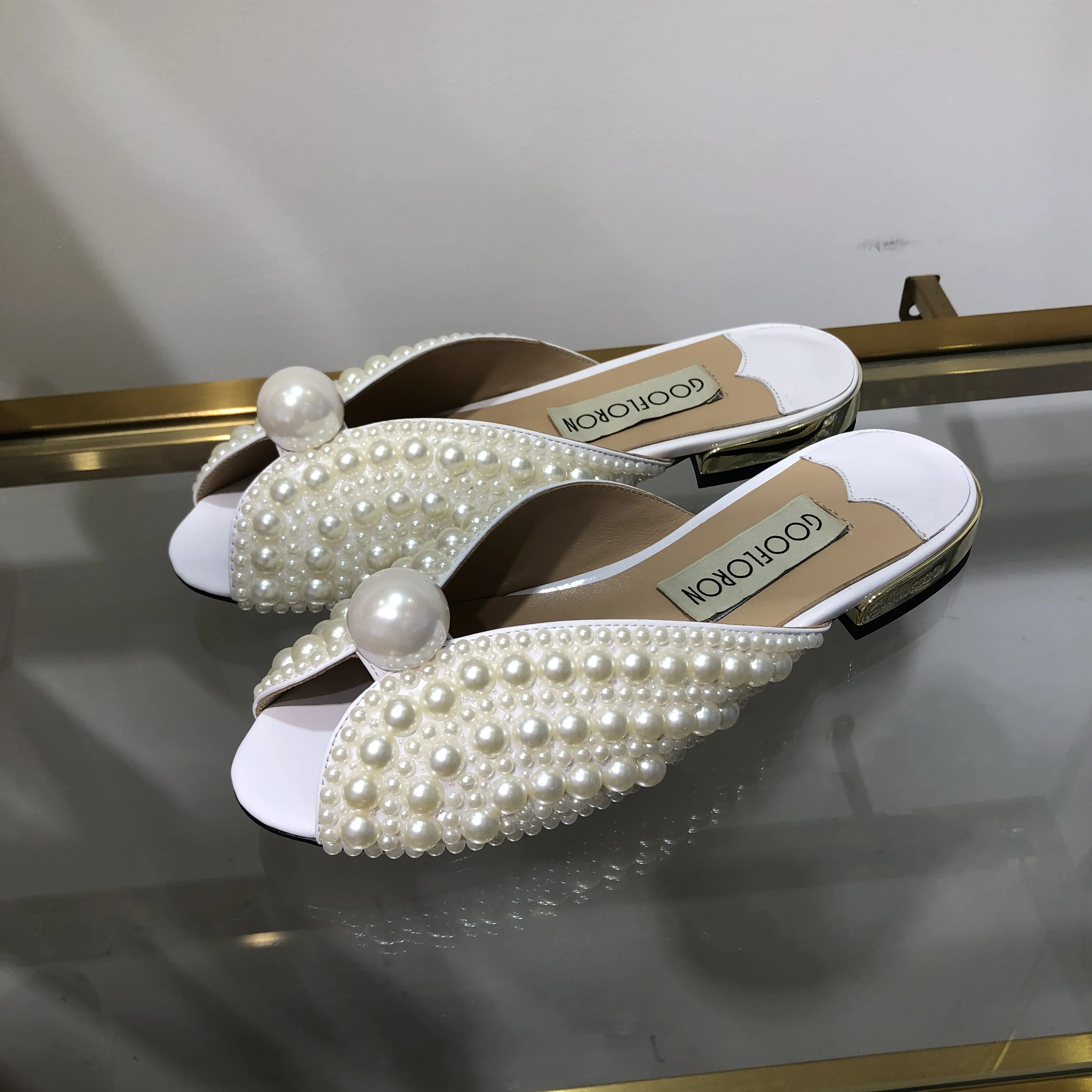 Женские тапочки с жемчугом обувь для женщин 2019|Тапочки| |