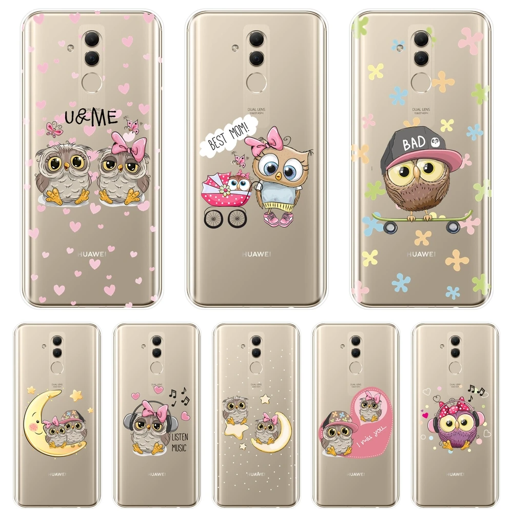 Чехол для телефона Huawei Mate 9 10 20 Pro сова луна сердце любовь Kawaii Мягкая силиконовая