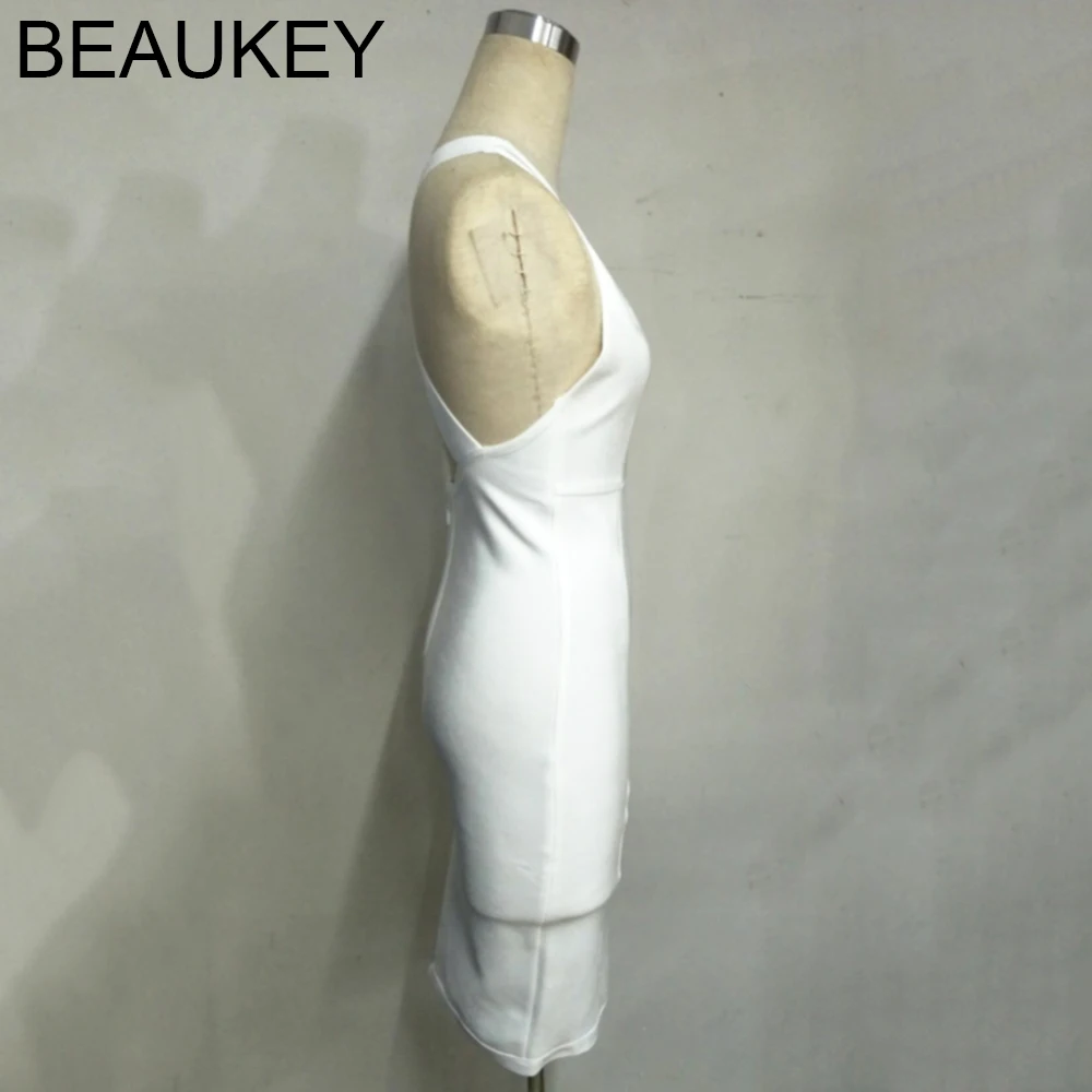 BEAUKEY новинка летнее сексуальное платье на бретелях с глубоким V-образным вырезом