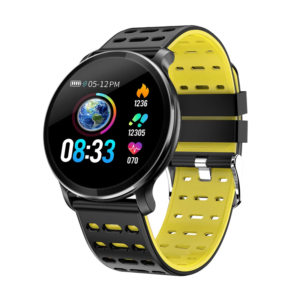 Yellow Silicon strap Смарт-часы CYUC NY03, IP68, водонепроницаемый монитор сердечного ритма, умные часы, напоминание о сообщениях, фитнес-трекер для Android и IOS - Цвет: Yellow Silicon strap