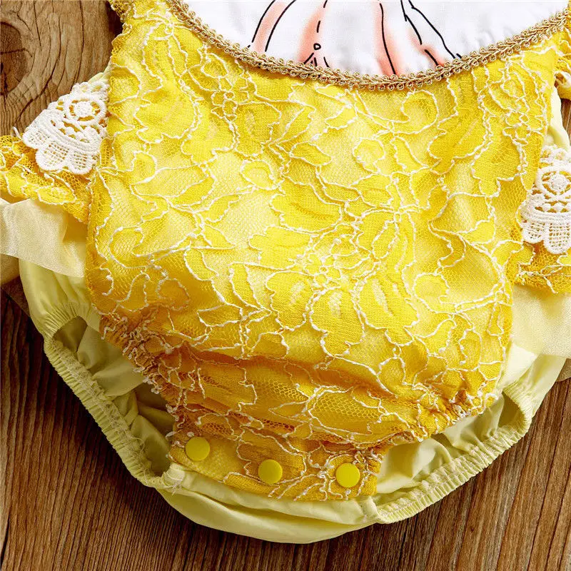 Одежда для маленьких девочек комбинезон Красавица и Чудовище новорожденных