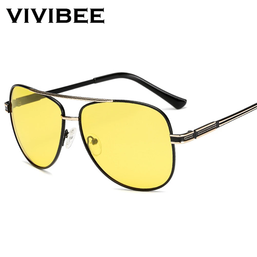 VIVIBEE мужские желтые линзы ночного видения Поляризованные солнцезащитные очки для вождения женские линзы Роскошные солнцезащитные очки очки