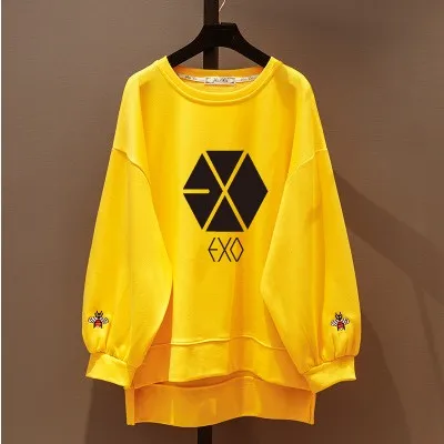 Kpop EXO Весенняя Новинка 2021 корейские свободные длинные секционные толстовки с