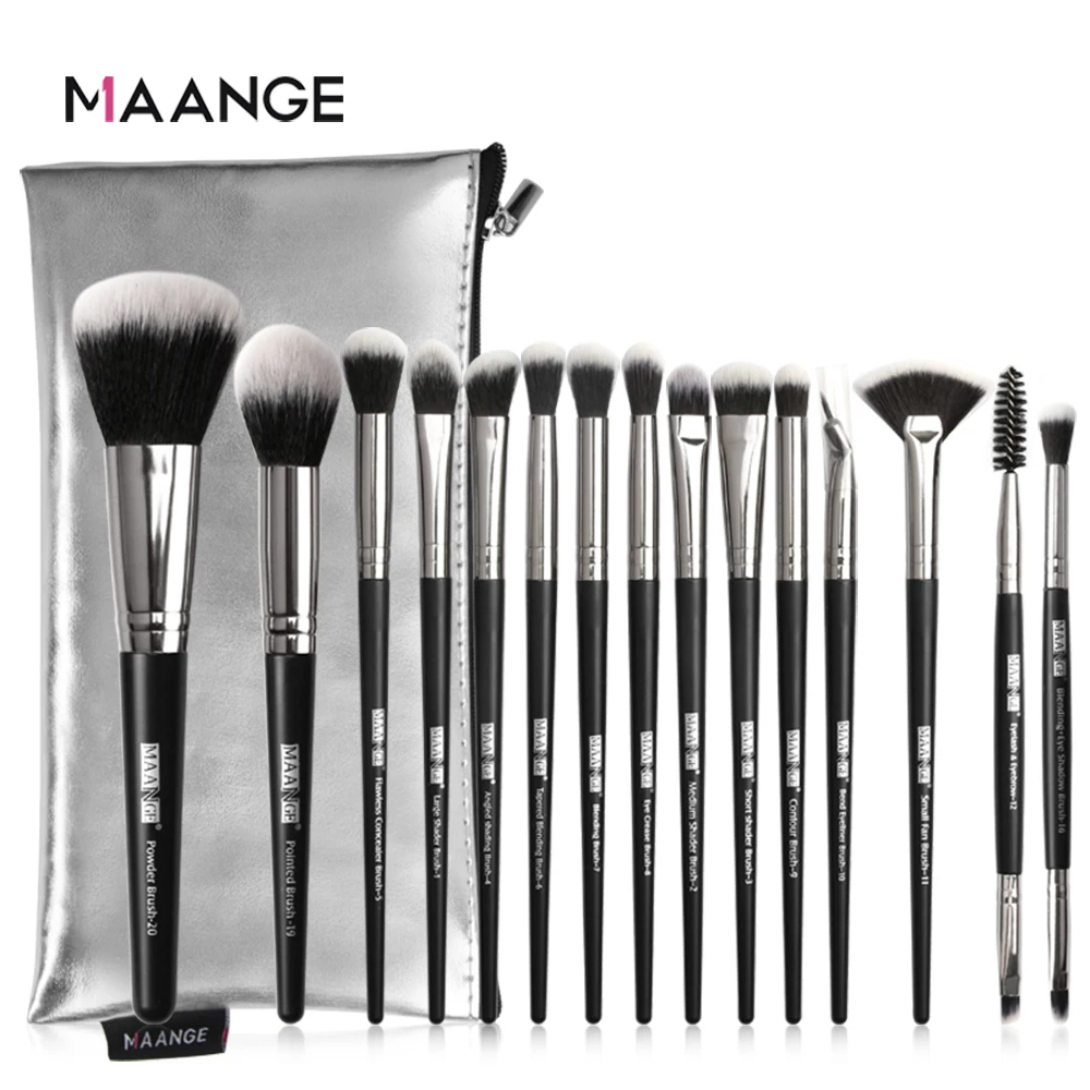 MAG5777 MAANAGE 15 шт. набор кистей для макияжа с сумкой для макияжа женские кисти для макияжа Тени для век подводка для глаз основа для пудры набор кистей для макияжа - Handle Color: MAG5777